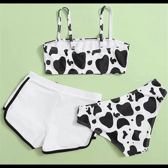 8/10 NEW! 3 PC BIKINI W BOARD SHORTS GIRLS COW - Picture 4 of 8